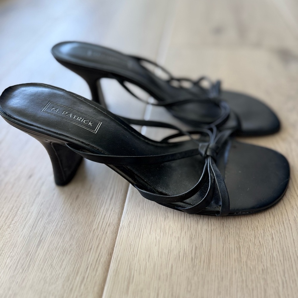 M.Patrick Black Heels with Open-Toe Design